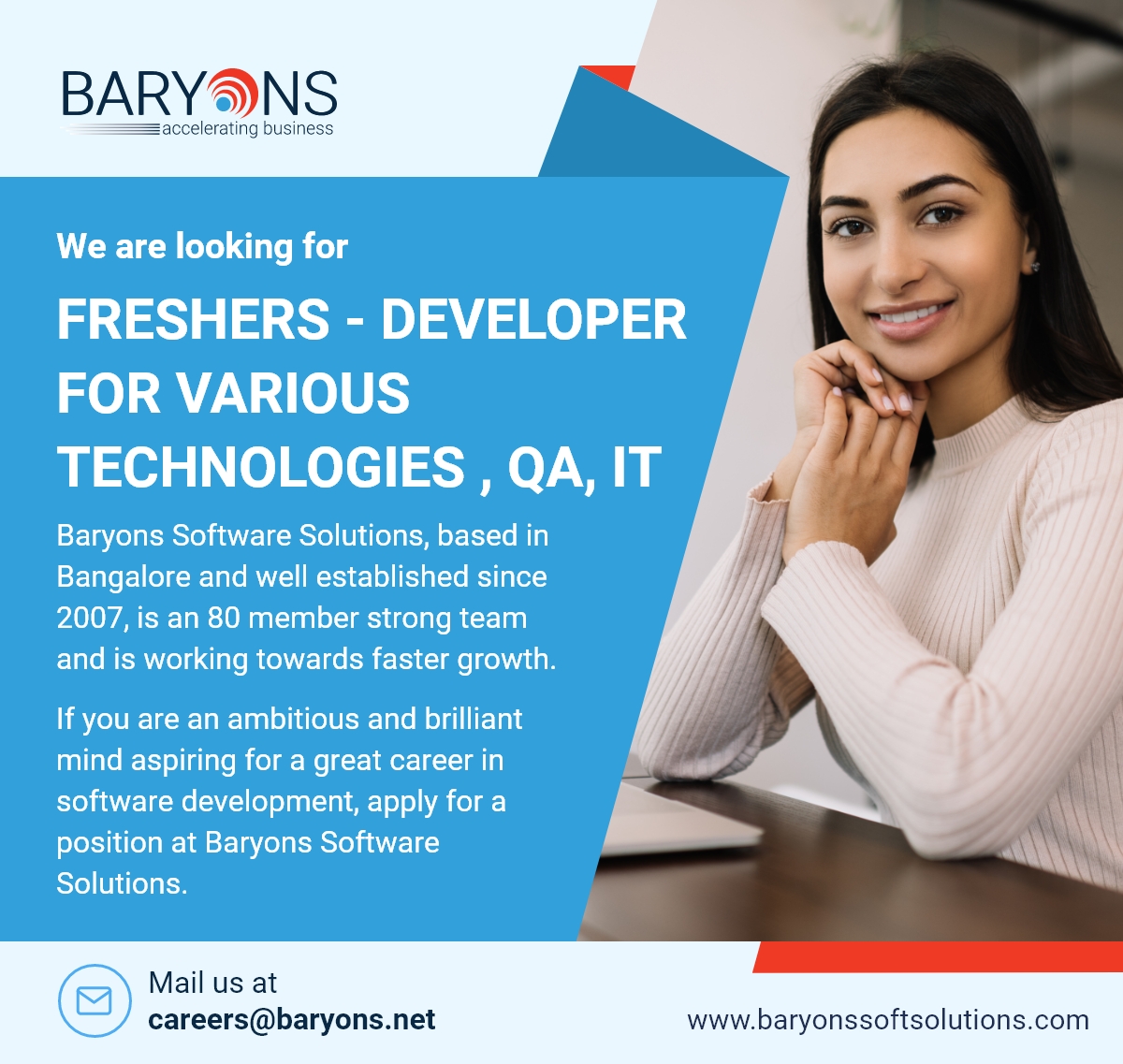 Freshers Developer for various Technologies QA IT